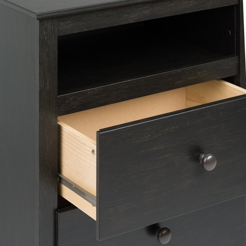Prepac Sonoma 2 Drawer Nightstand in Washed Black 