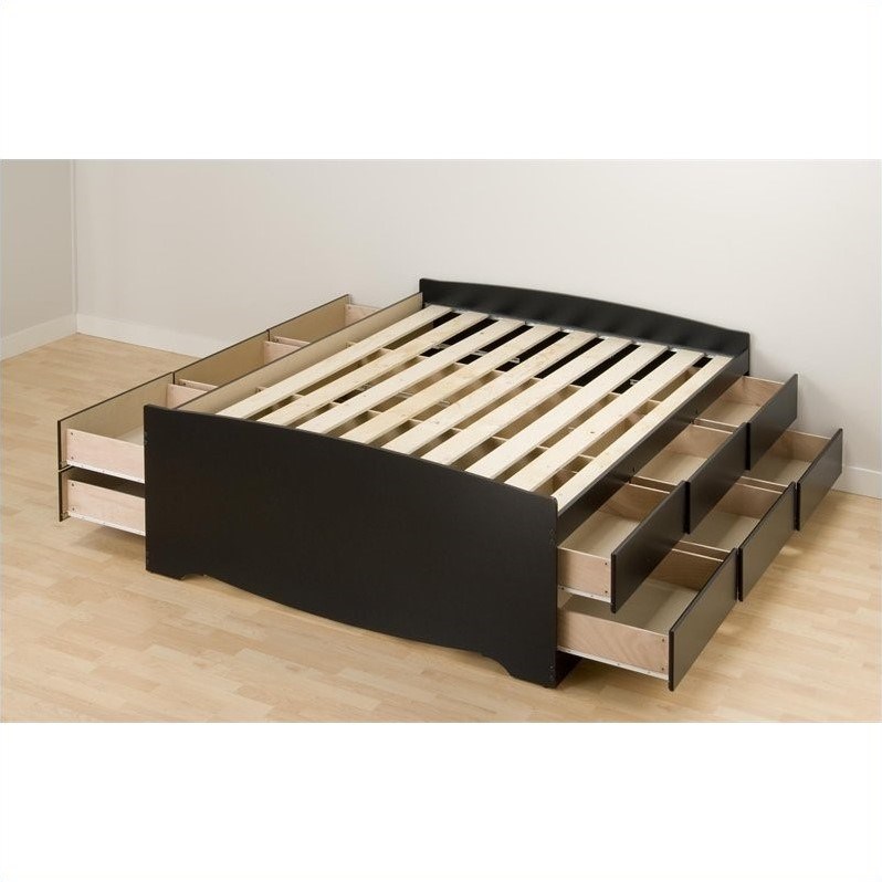 Prepac Sonoma Black Tall Queen Platform, Queen Platform Bed With Drawers Black