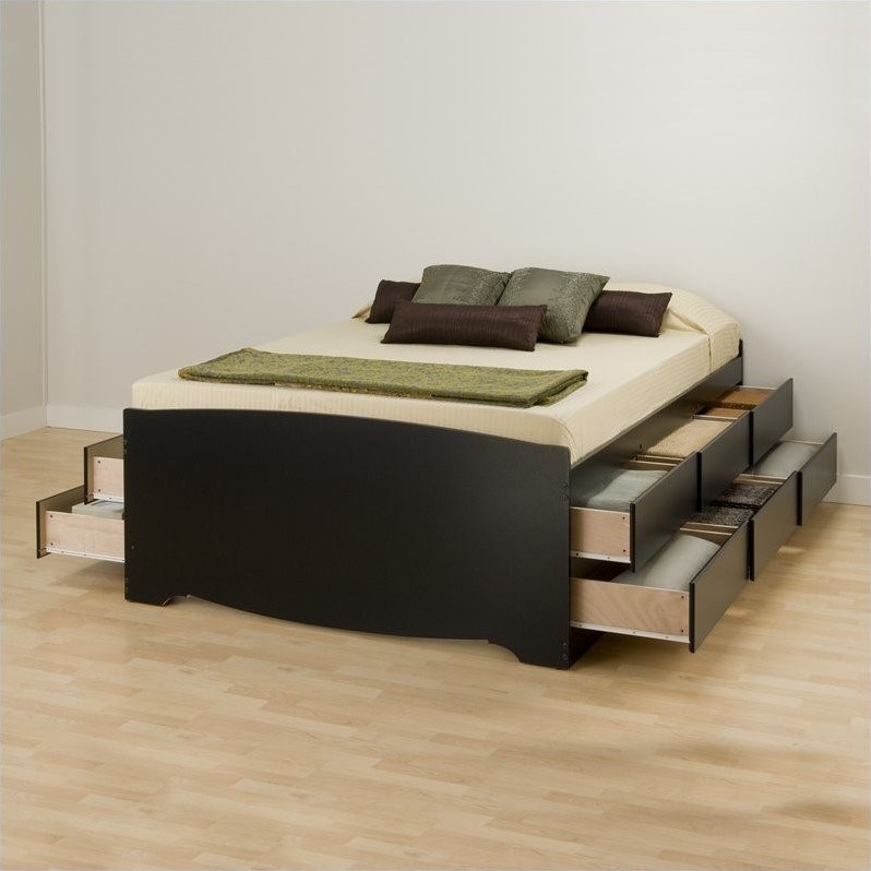Prepac Sonoma Black Tall Queen Platform Storage Bed With 12 Drawers Homesquare Prepac Sonoma Black Tall Queen Platform, Tall King Platform Bed With Storage