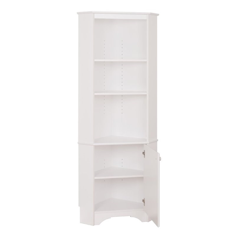 Prepac Tall Corner Storage Cabinet in Elite White
