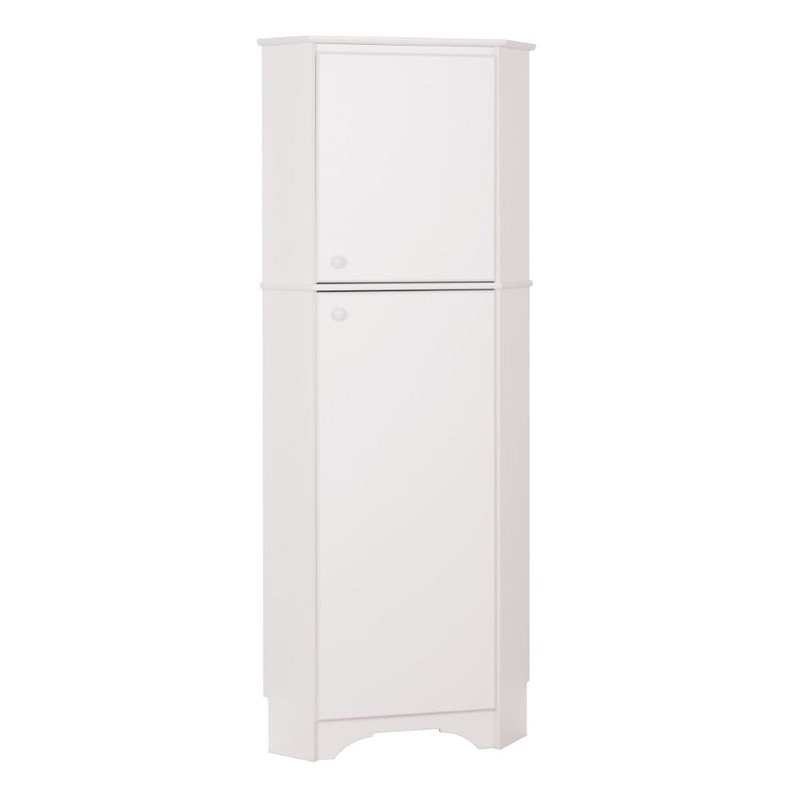Prepac Elite Tall 2 Door Corner Storage Cabinet in White