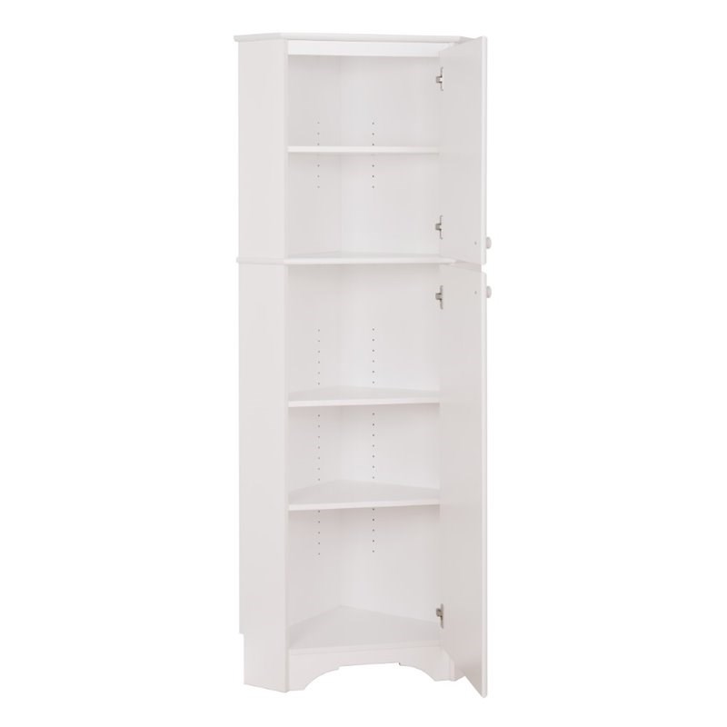 Prepac Elite Tall 2 Door Corner Storage Cabinet in White