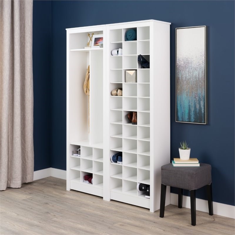 prepac space saving 36 cubby shoe storage in white wusr00091