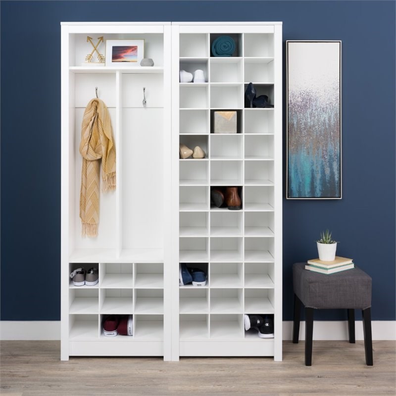 Prepac Space Saving 36 Cubby Shoe Storage Cabinet in White