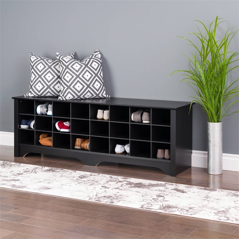 prepac 60" shoe cubby bench in black - bss-6020