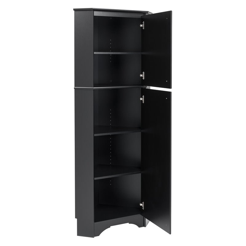 Prepac Elite Tall 2 Door Corner Storage Cabinet in Black
