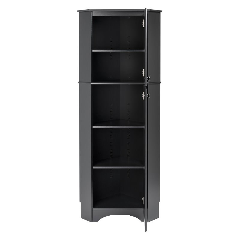 Prepac Elite Tall 2 Door Corner Storage Cabinet in Black