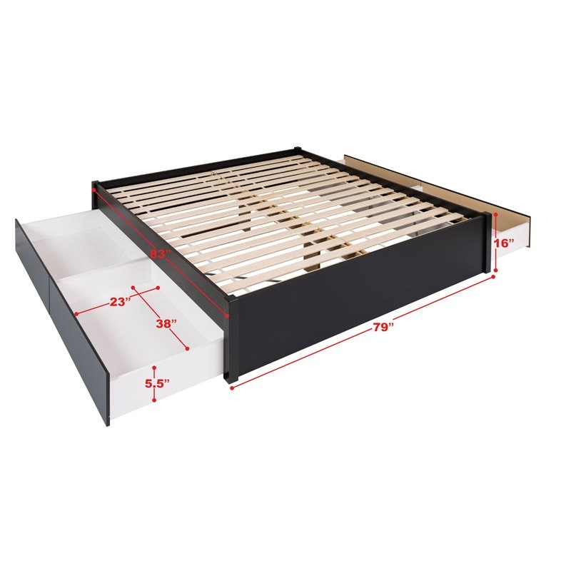 Prepac Select King 4 Post Platform Bed With Drawers In Black Homesquare Prepac Select King 4 Post Platform Bed, White 4 Post King Bed