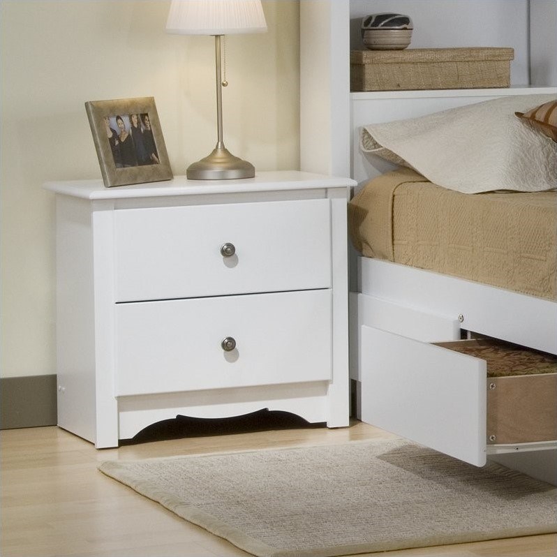 Prepac Monterey White Full Wood Platform Storage Bed 4 Piece Bedroom Set