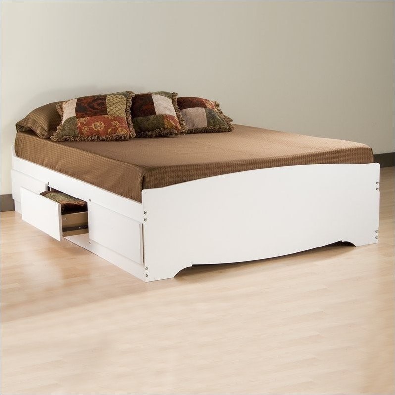Prepac Monterey Full Platform Storage, Prepac Monterey Queen Platform Storage Bed With Drawers In White