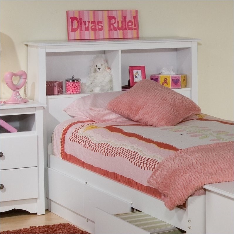 White Twin Wood Platform Storage Bed, White Twin Bedroom Set With Storage