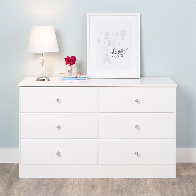 Prepac Astrid 6 Drawer Double Dresser in White Homesquare