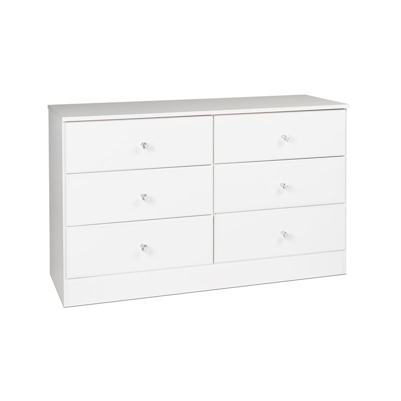 Prepac Astrid 6 Drawer Double Dresser in White