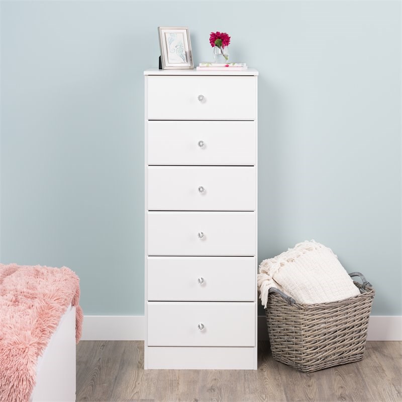 Prepac Astrid 6 Drawer Tall Chest in White