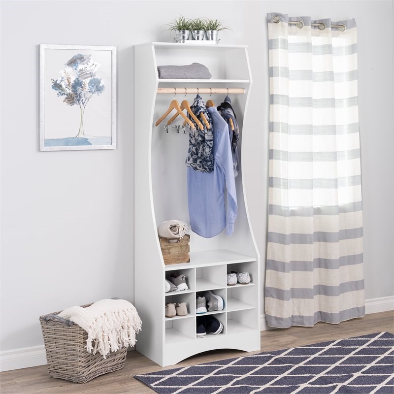 Prepac Compact Wardrobe with Shoe Storage in White