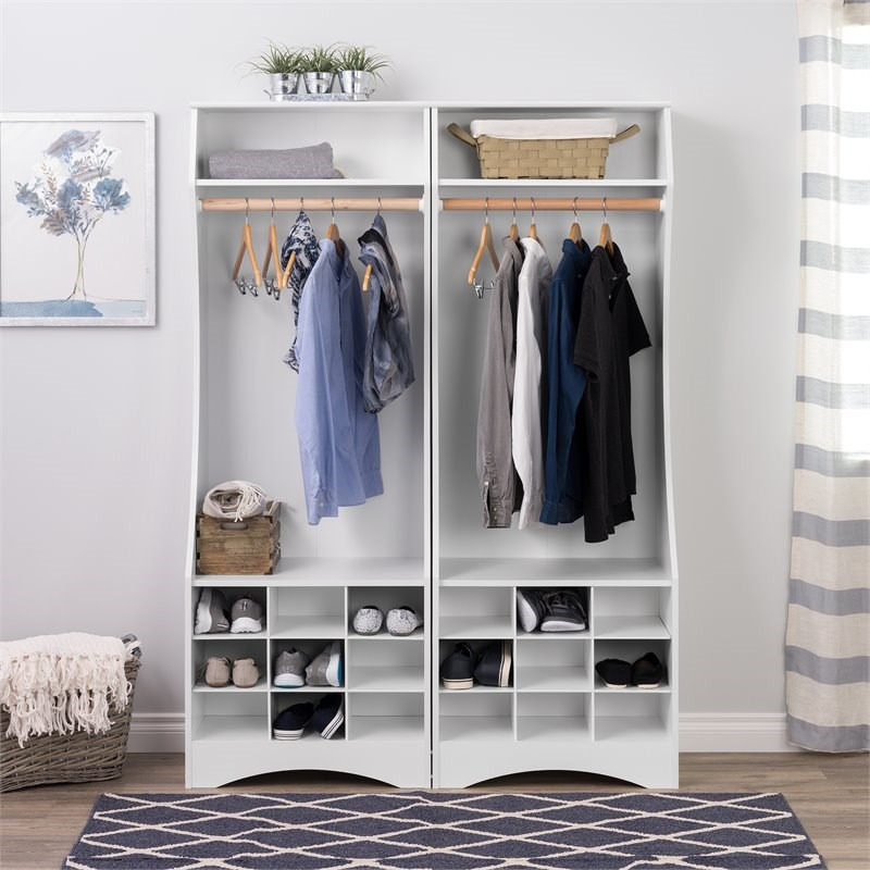 Prepac Compact Wardrobe with Shoe Storage in White
