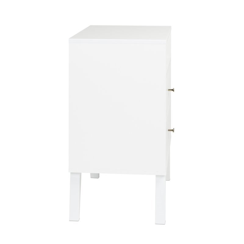Prepac Milo Mid Century Modern 2 Drawer Tall Nightstand in White