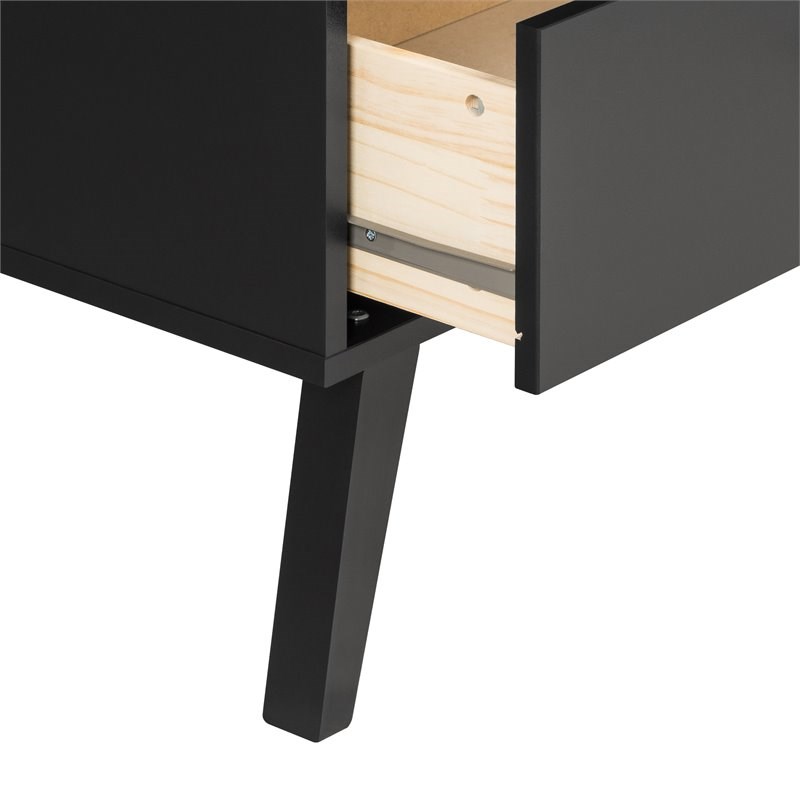 Prepac Milo Mid Century Modern 2 Drawer Nightstand in Black