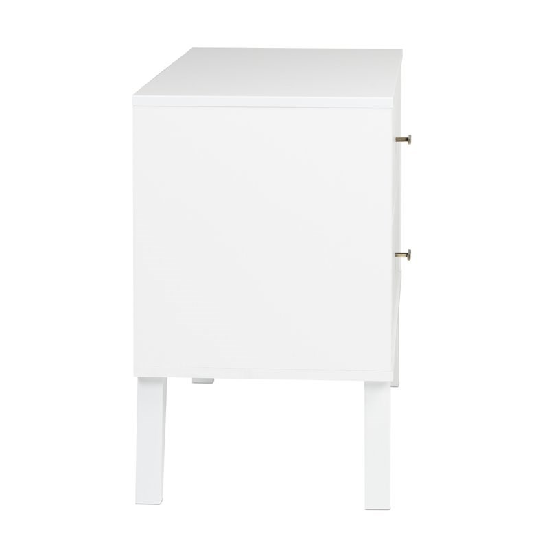 Prepac Milo Mid Century Modern 2 Drawer Nightstand in White