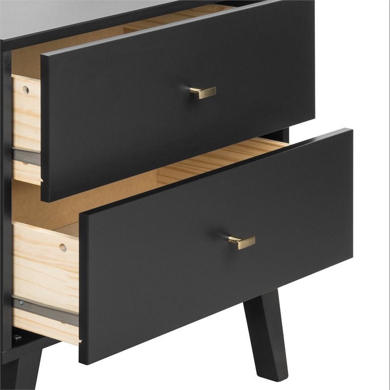 Prepac Milo Mid Century Modern 6 Drawer, Black Mid Century Modern Dresser