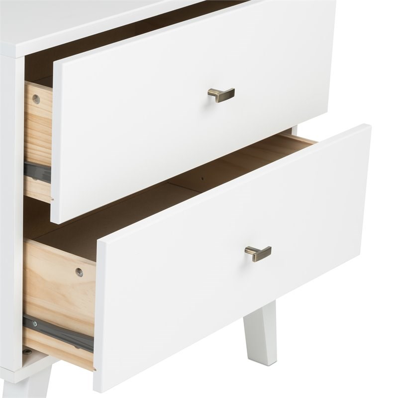 Prepac Milo Mid Century Modern 6 Drawer Double Dresser in White