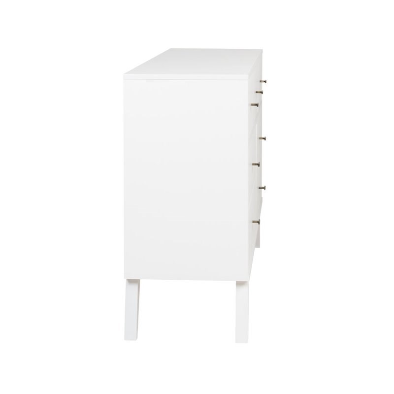 Prepac Milo Mid Century Modern 7 Drawer Dresser in White