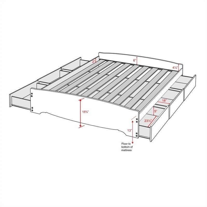 Prepac Sonoma Queen Platform Storage Bed with Drawers in Black