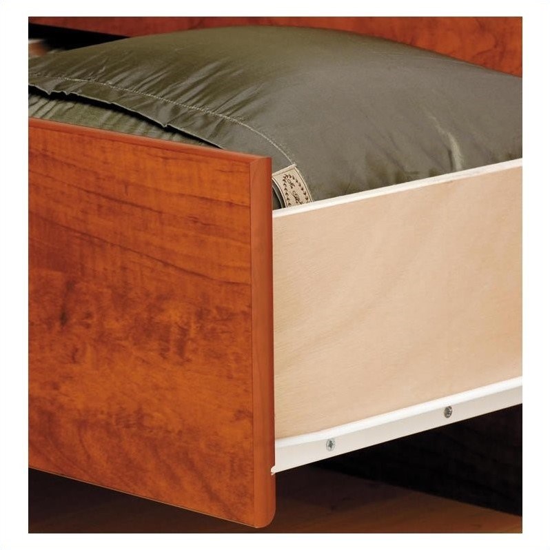 Prepac Monterey Cherry Queen Wood, Prepac Monterey Cherry Queen Bookcase Platform Storage Bed