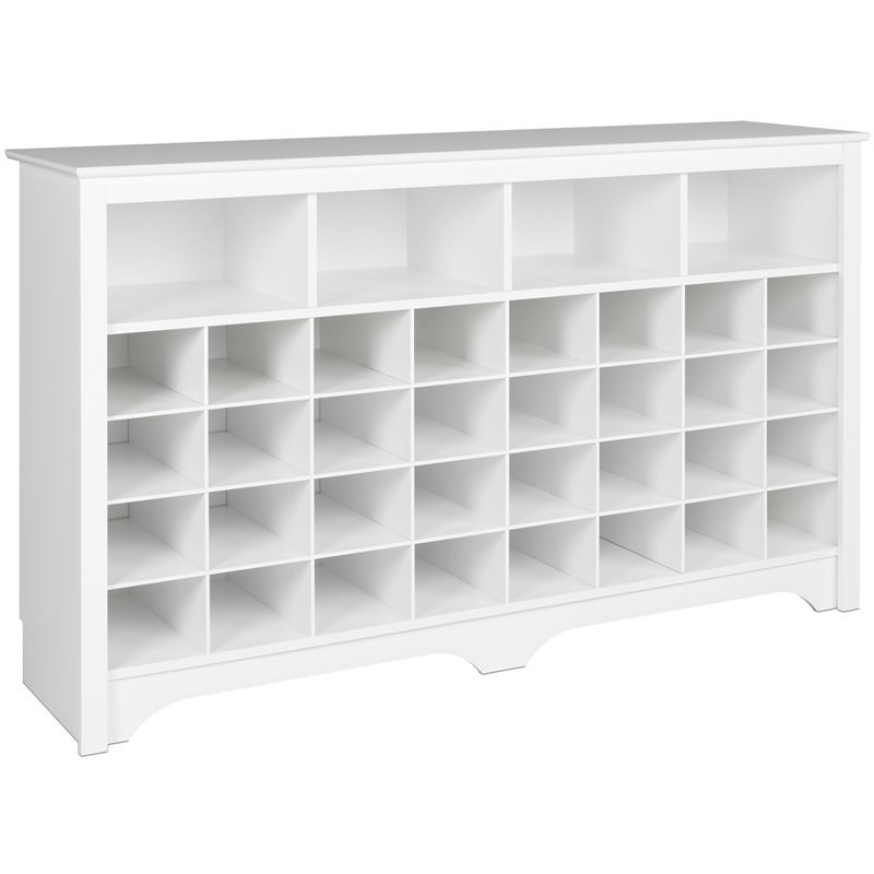 Prepac Shoe Storage Cabinet 36-Spacious Cubbies Lightweight Wood White 