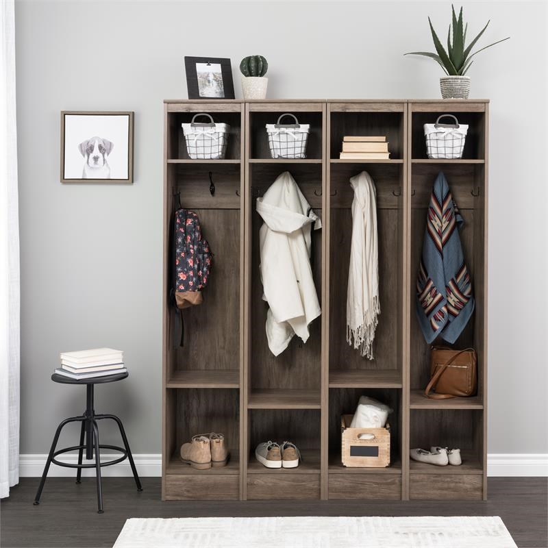 Prepac Narrow Entryway Organizer in Drifted Gray (Set of 4) | Homesquare