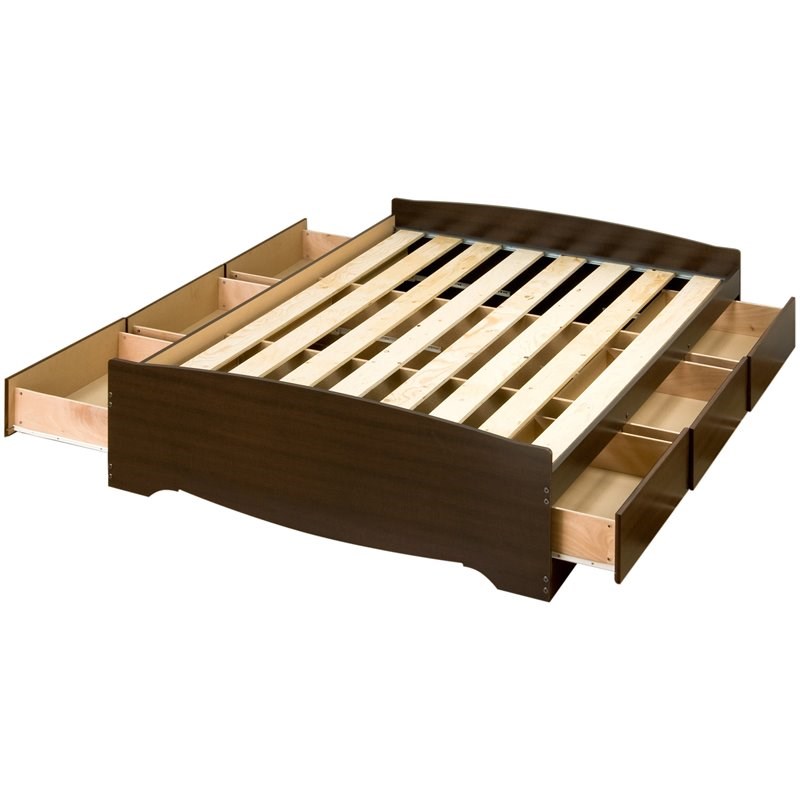 Prepac Manhattan Wooden Queen Platform Storage Bed in Espresso