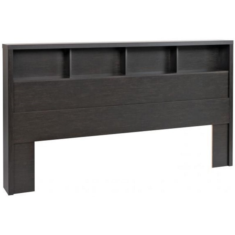 Prepac District Wooden Full Queen Bookcase Headboard in Black Homesquare