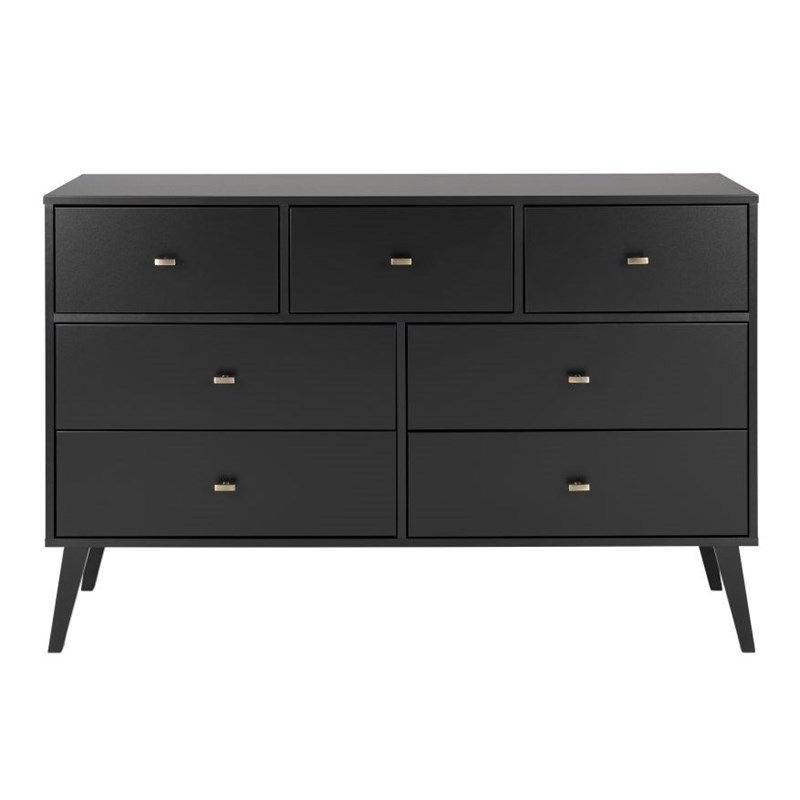 Prepac Milo Mid Century Modern 7-Drawer Dresser in Black