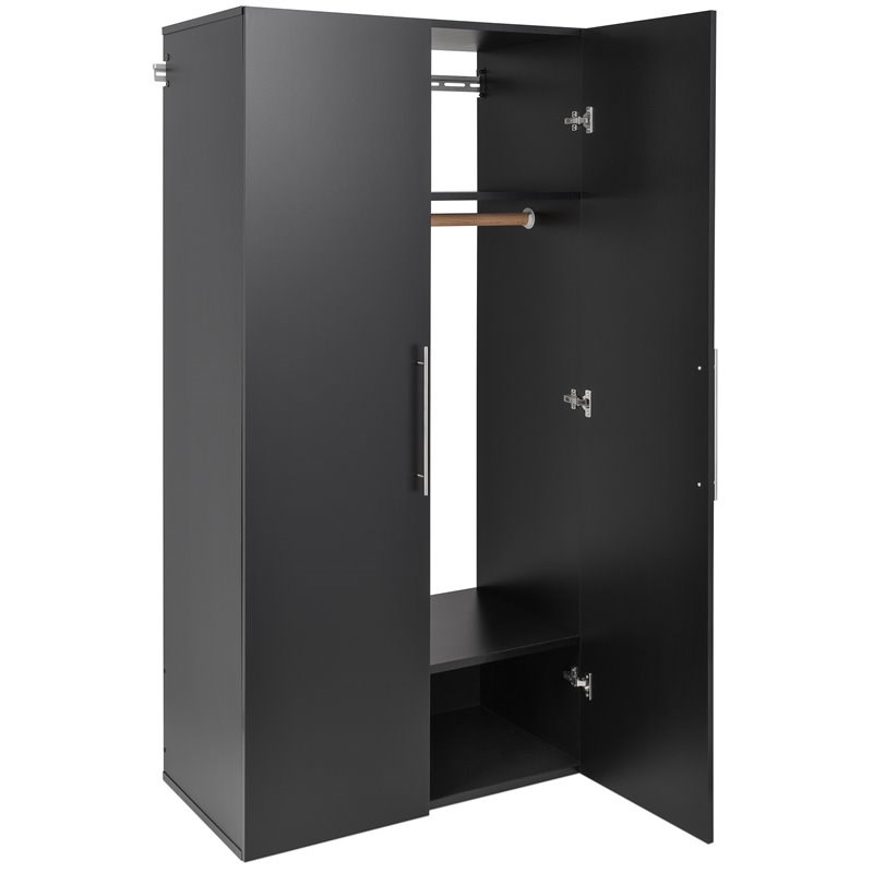 Prepac HangUps Wooden Garage Storage Wardrobe Cabinet in Black
