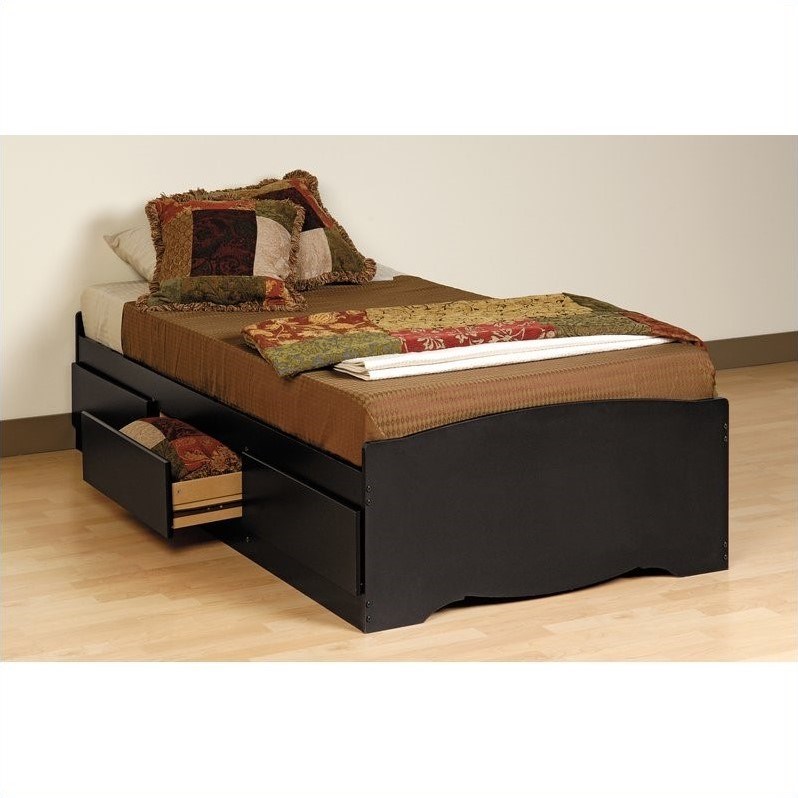 Prepac Sonoma Twin Bookcase Platform Storage Bed in Black Homesquare