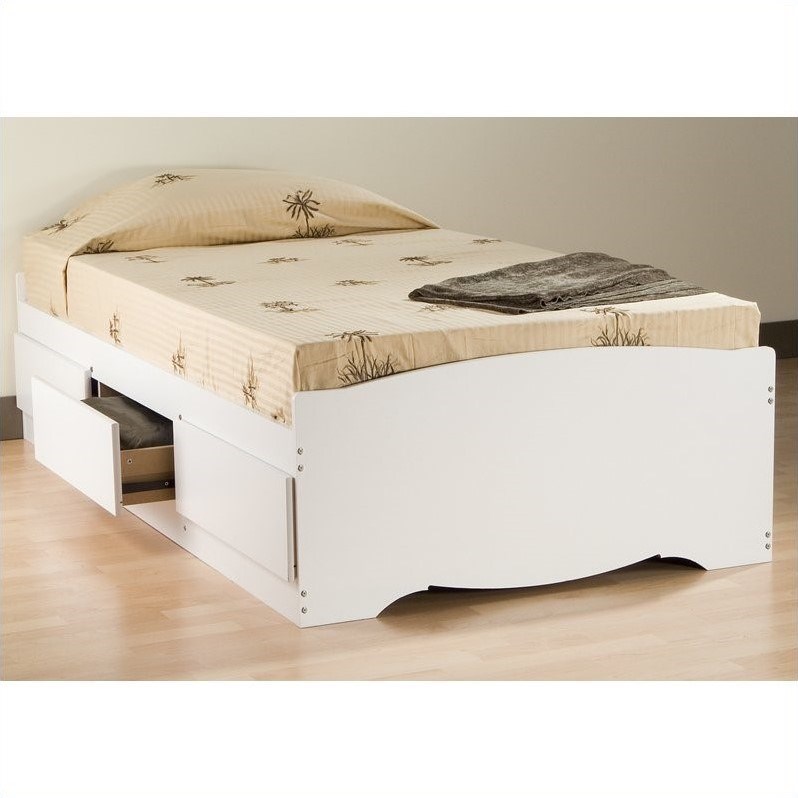 Prepac Monterey White Twin Bookcase Platform Storage Bed