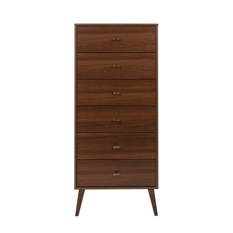 Prepac Milo Mid-Century Wood Tall 6-Drawer Chest in Cherry
