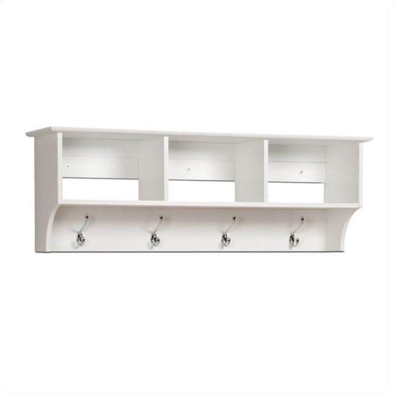 Prepac Sonoma White Cubbie Shelf Wall Coat Rack for Entryway | Homesquare