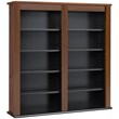 Prepac Double Floating Media Wall Storage in Cherry and Black