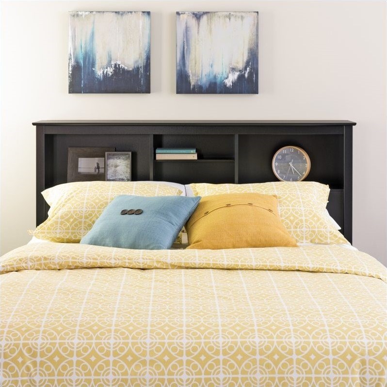 Prepac Sonoma Full / Queen Bookcase Headboard in Black Homesquare