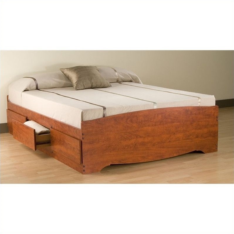 Prepac Monterey Cherry Queen Bookcase Platform Bed 3 Piece Bedroom Set