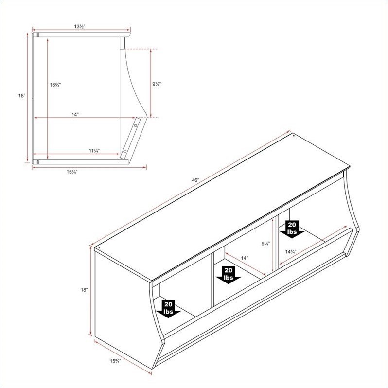 Prepac Monterey Stackable 3-Bin Storage Cubby in White