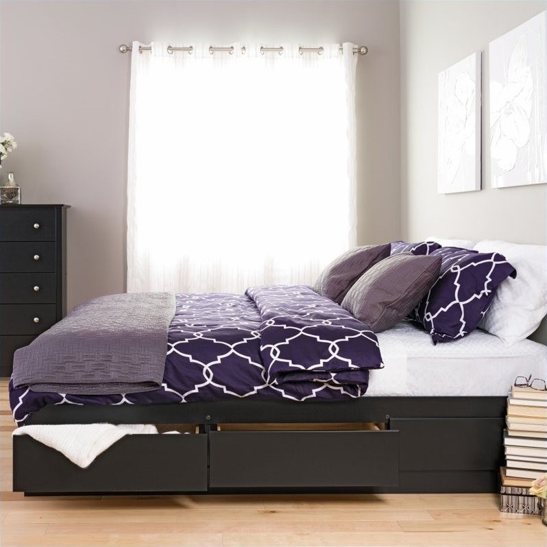 Prepac Sonoma Black King Platform Storage Bed with 6 Drawers