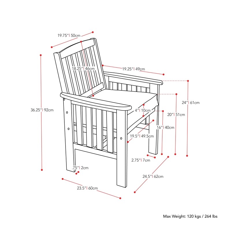 CorLiving Miramar Natural Wood Outdoor Armchair Set - Set of 2