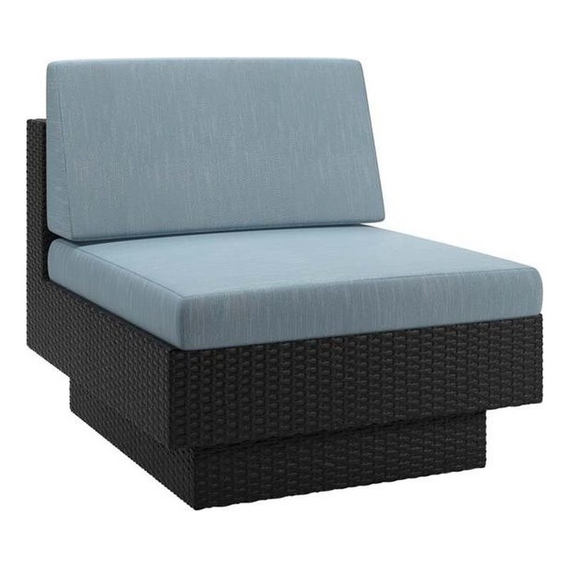 CorLiving Park Terrace Armless Patio Chair in Black Weave and Teal