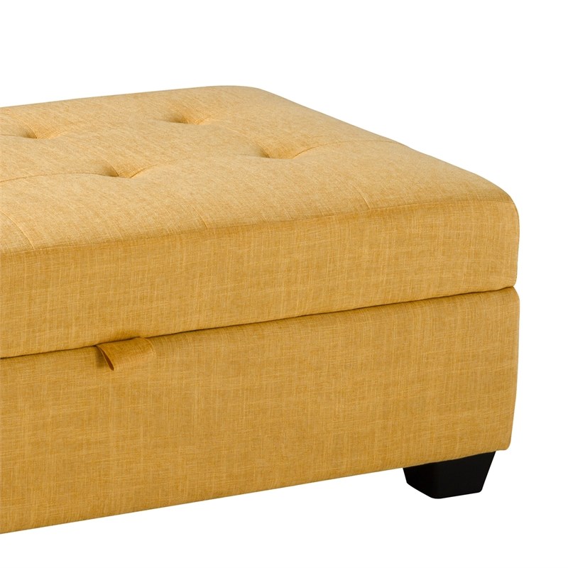 CorLiving Antonio Storage Ottoman in Yellow Fabric Homesquare