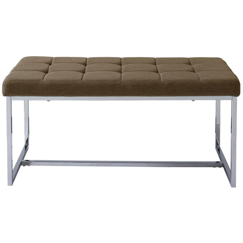 Corliving Huntington Fabric Upholstered Bench in Brown