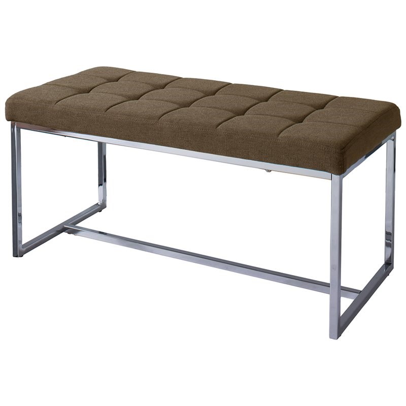 Corliving Huntington Fabric Upholstered Bench in Brown