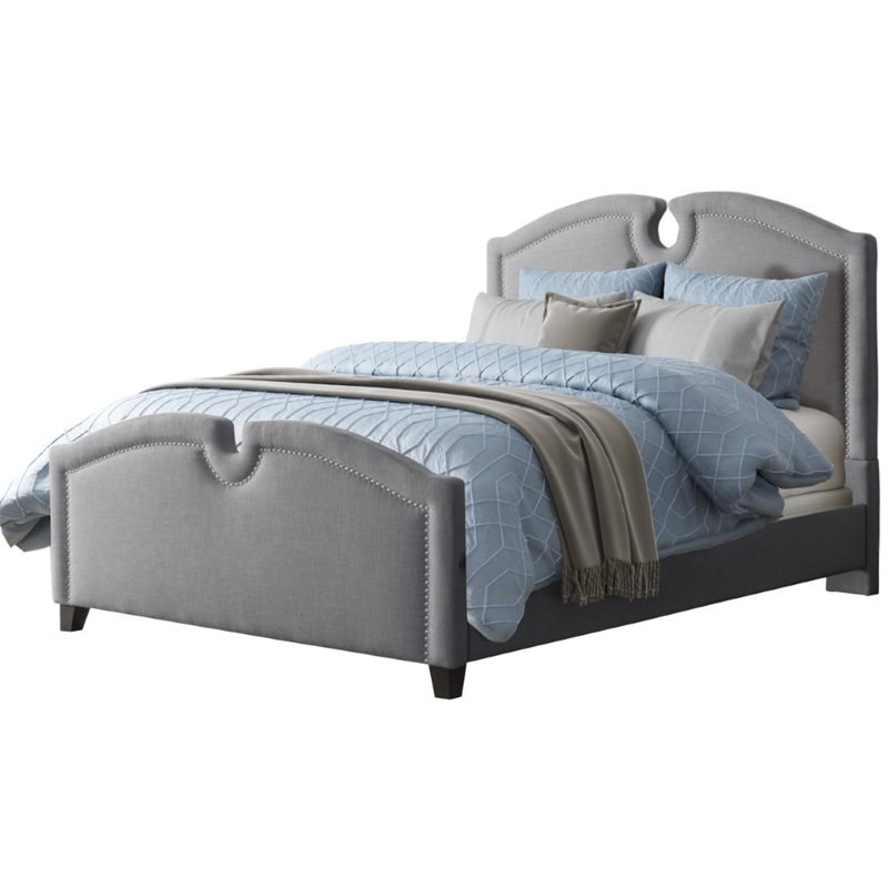 CorLiving Fairfield King Fabric Panel Bed in Gray