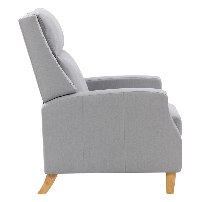 CorLiving Light Gray Fabric Recliner Chair with Extending Foot Rest